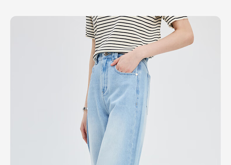 Navigare Italian Small Sailboat Women's Retro Denim Jeans, Versatile Slimming Banana Pants 2312575518, Water Blue, M 10