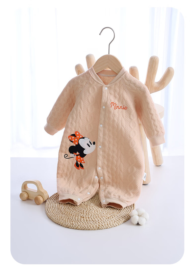 Disney Toddler Girls Infant Comfortable Casual Warm Three-Layer Cotton Soft Romper Minnie 80cm 2