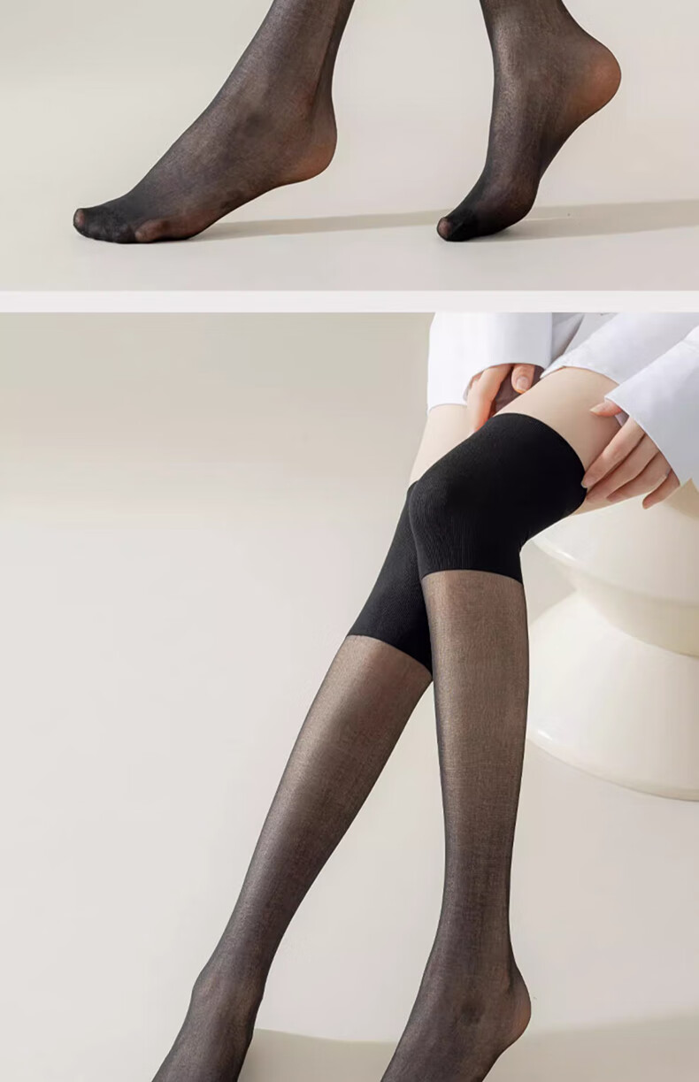 Cotton Full Knee-High Knee Brace Stockings for Women Over-the-Knee Air Conditioning Socks Anti-Slip Anti-Snag Calf Half-Length Mid-Calf Long Socks Summer 23
