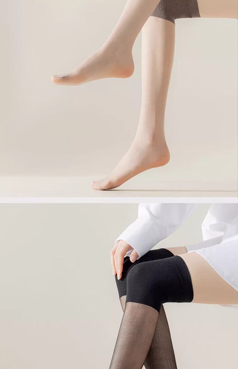 Cotton Full Knee-High Knee Brace Stockings for Women Over-the-Knee Air Conditioning Socks Anti-Slip Anti-Snag Calf Half-Length Mid-Calf Long Socks Summer 21