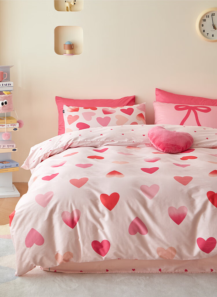 Dohia Home Textiles Pure Cotton Four-Piece Bedding Set, Double Size 100% Cotton Bedsheet Duvet Cover Bedding Set for 1.5m Bed, 203*229cm 5
