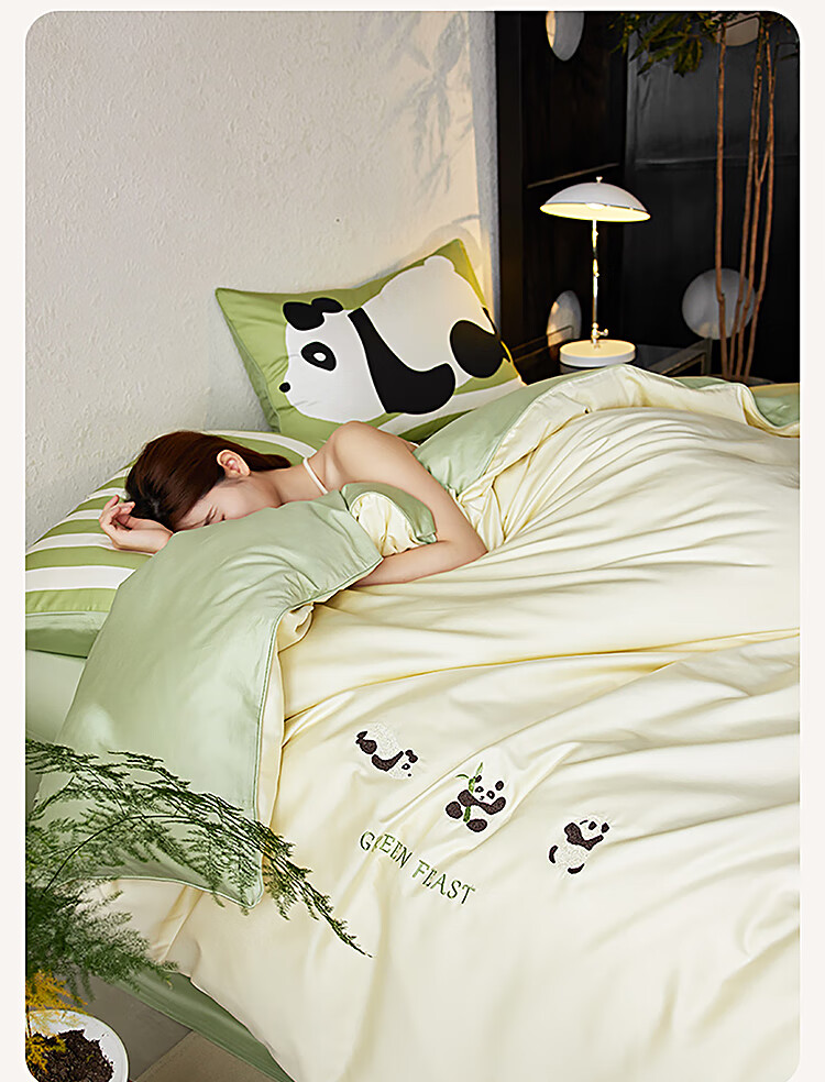Dohia Cotton Bedding Set, 100% Pure Cotton, 60 Count Xinjiang Long-Staple Cotton, Includes Bed Sheet, Duvet Cover, And Embroidered Bedding Accessories for 1.8m Bed, 229*230cm 4