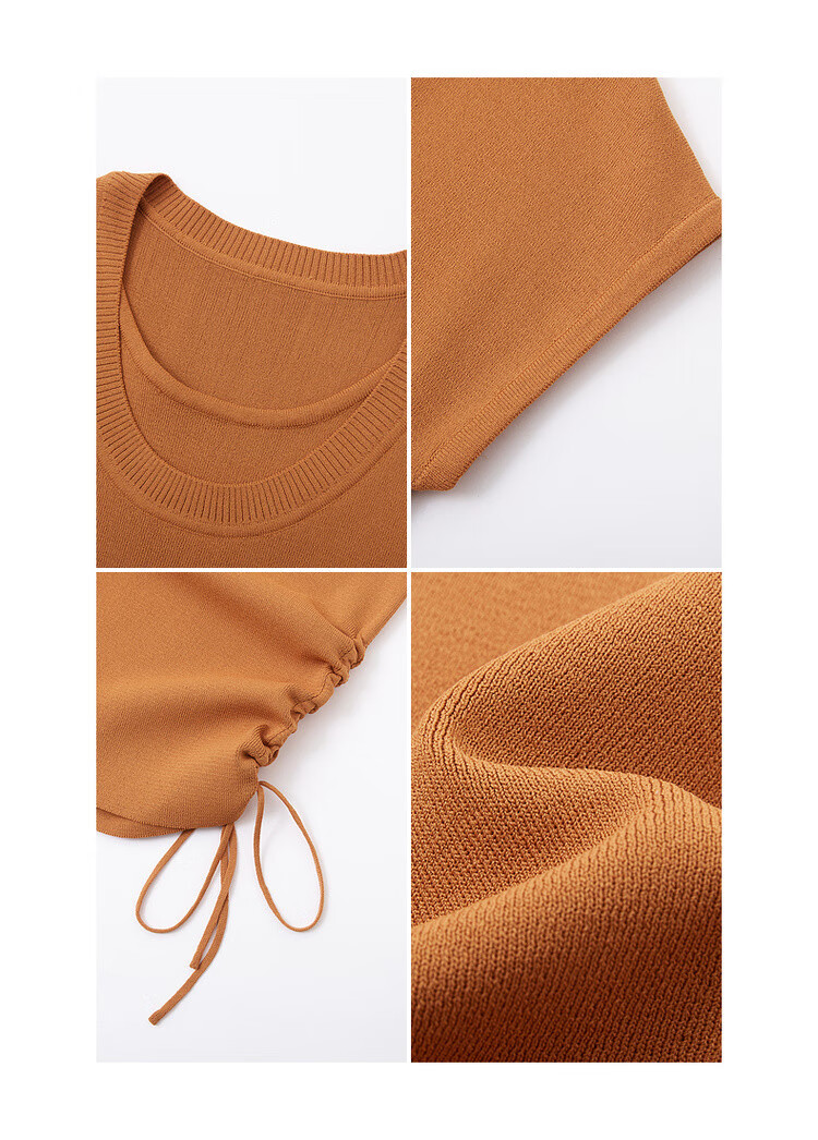 Mt [Citrus Mood] Summer Lazy Style Double Round Neck Drawstring Sleeveless Sweater, High Elasticity Comfortable Knit Top for Wome 7