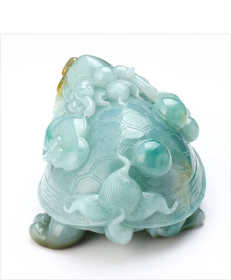 紫云珠宝翡翠龙头龟茶宠天然缅甸a货冰糯种翡翠龙头龟小摆件手把件手