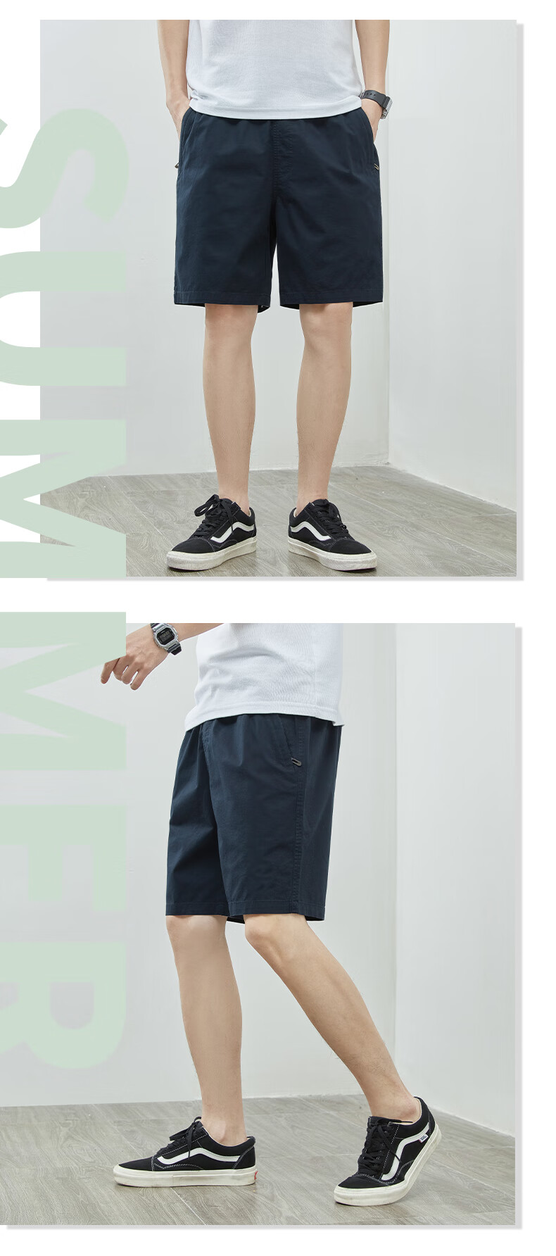 Pierre Cardin Men's Summer Thin Fashion Casual Loose Straight Five-Point Shorts Dark Blue XL 5