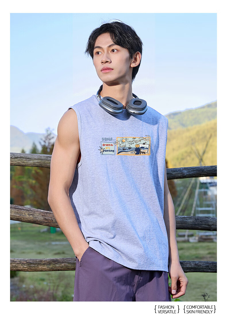 Baleno Cotton Men's Summer Vest Casual Fresh Sports Sleeveless Basic Simple Hong Kong Style Ins Versatile Trendy Men's Tank Top 14