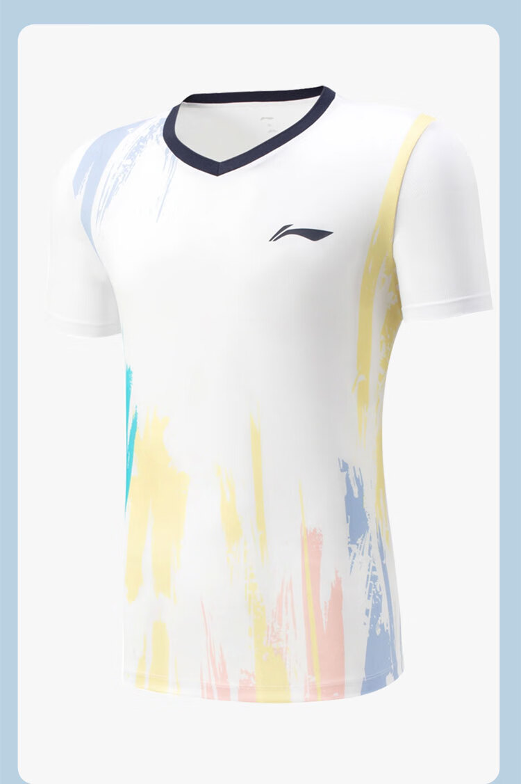 LI-NING Badminton Apparel Set Standard White/Black Club Series Short Sleeve T-Shirt and Shorts AATV041-2 XL 1