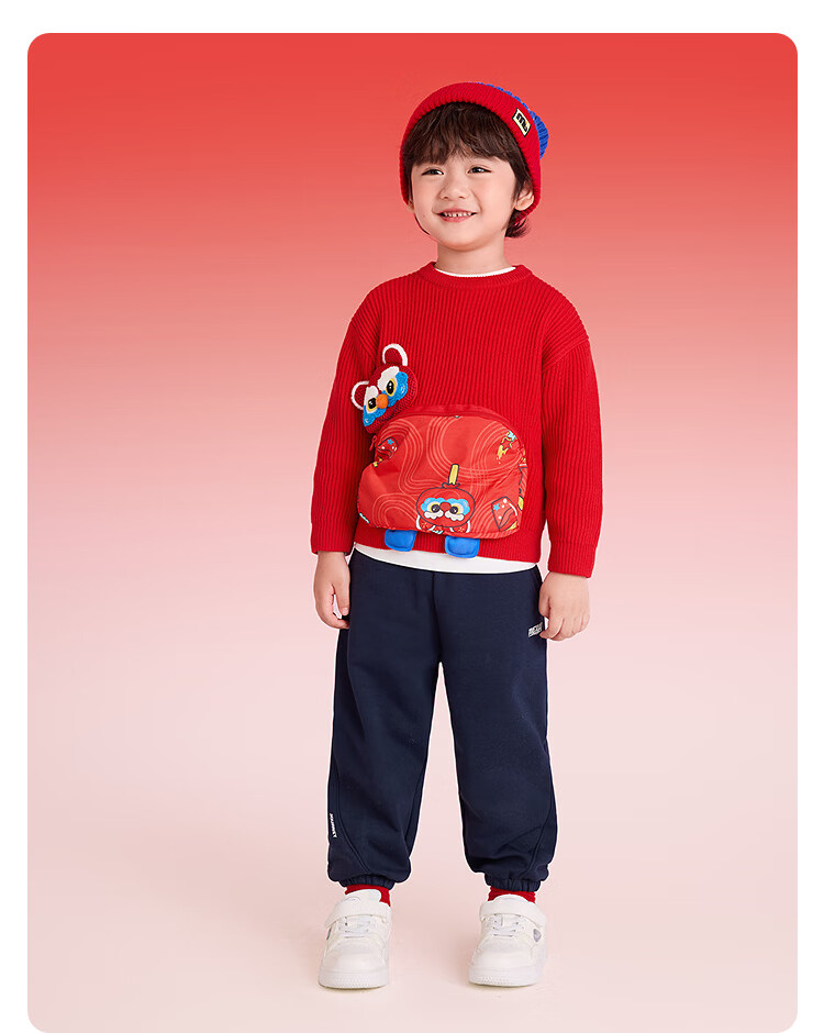 BALABALA 【balaOne】 Kids Sweater Girls Knitwear 2025 Winter Faux Two-Piece Jacquard Knit New Year Outfit 9