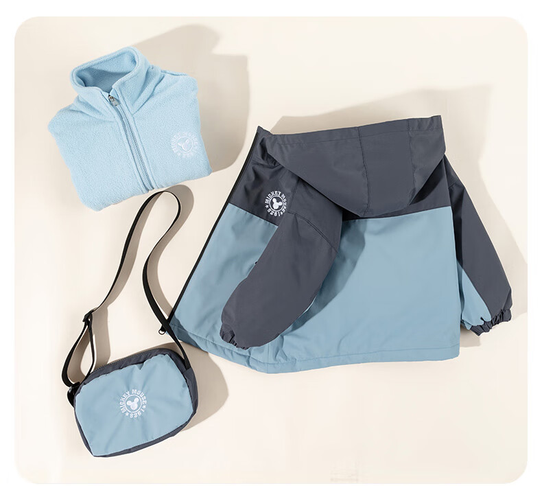 Disney Kids Autumn Winter New Three-in-One Waterproof Windproof Warm Jacket Two-Piece Set Blue Gray 130 18