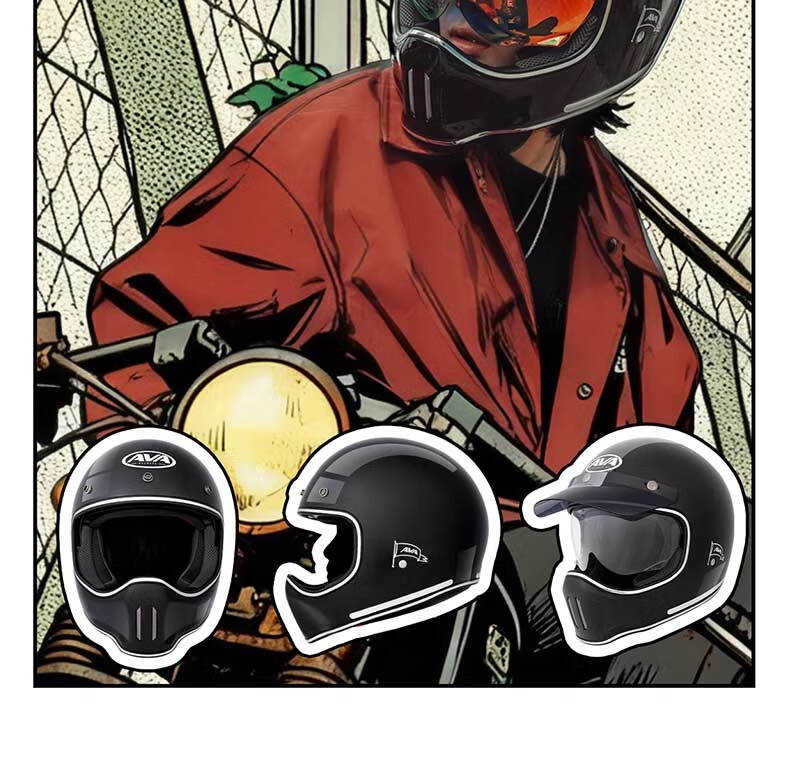 AVA Ranger Motorcycle Retro Full Face Cruiser Helmet Small Shell Off-Road Helmet Unisex Lake Silver M 25