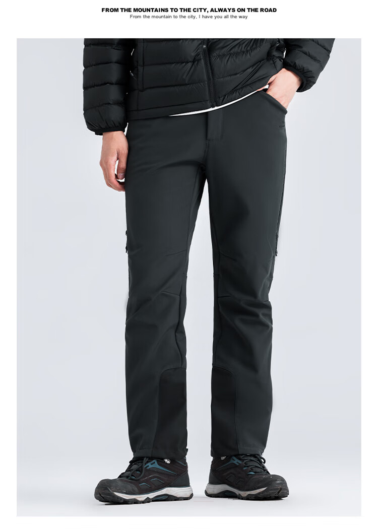 Toread [Six-Panel Plus Fleece with Membrane] Men's Softshell Pants Spring Outdoor Sports Warm Windproof Hiking Trousers 21