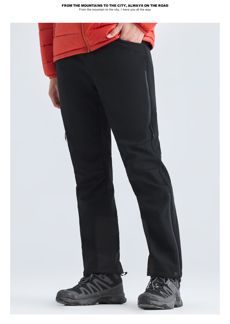 Toread [Six-Panel Plus Fleece with Membrane] Men's Softshell Pants Spring Outdoor Sports Warm Windproof Hiking Trousers 16