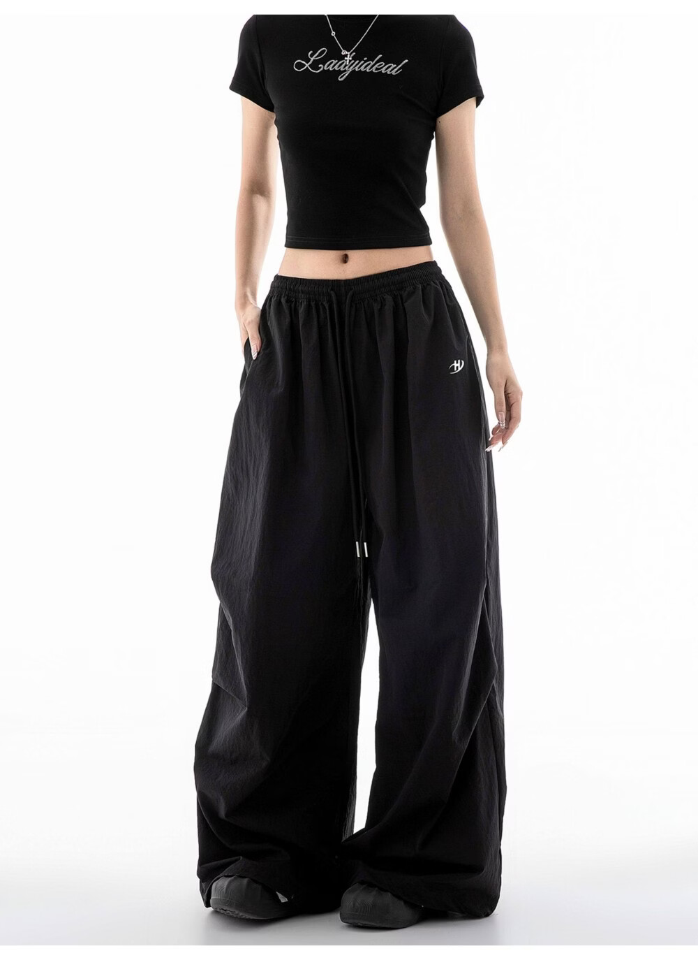 ICH MODE Women's American Style Summer Loose Lightweight Paratrooper Cargo Pants Straight Wide Leg Casual Pants Gray M 11