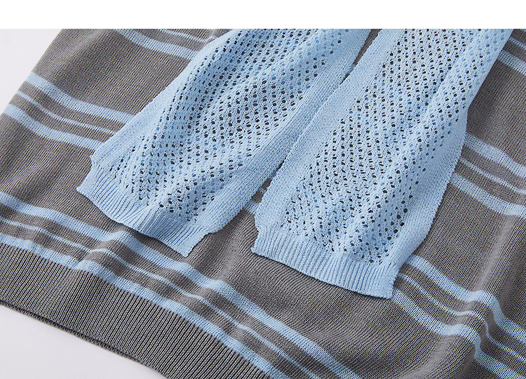 Demana Breathable Yarn Spring College Style Ribbon Striped Loose Slim Short Sleeve Women's Knit Sweater 16