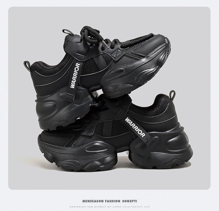 Warrior Dad Shoes Women Thick Sole Height Increasing Lightweight Breathable Casual Sports Shoes 335 Black Size 35 18