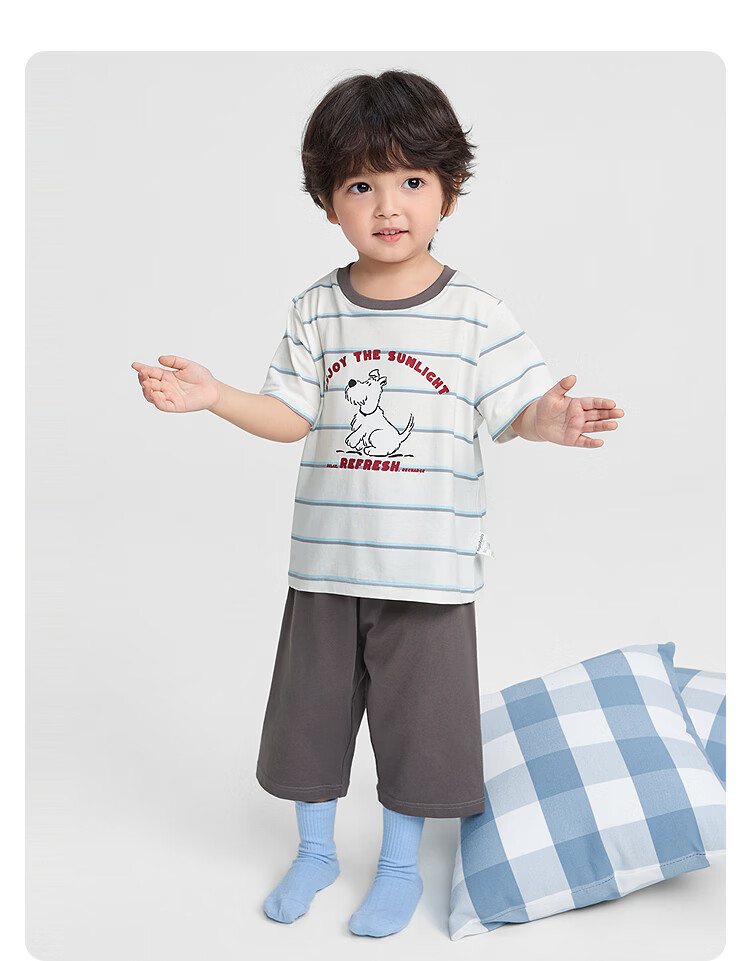 Balabala Kids Pajama Set Spring Summer Lightweight Air Conditioning Clothes Boys Girls Homewear Quick-Dry for Toddlers and Older Children 13