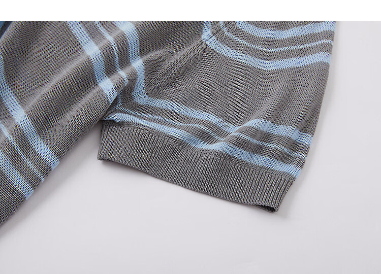 Demana Breathable Yarn Spring College Style Ribbon Striped Loose Slim Short Sleeve Women's Knit Sweater 17
