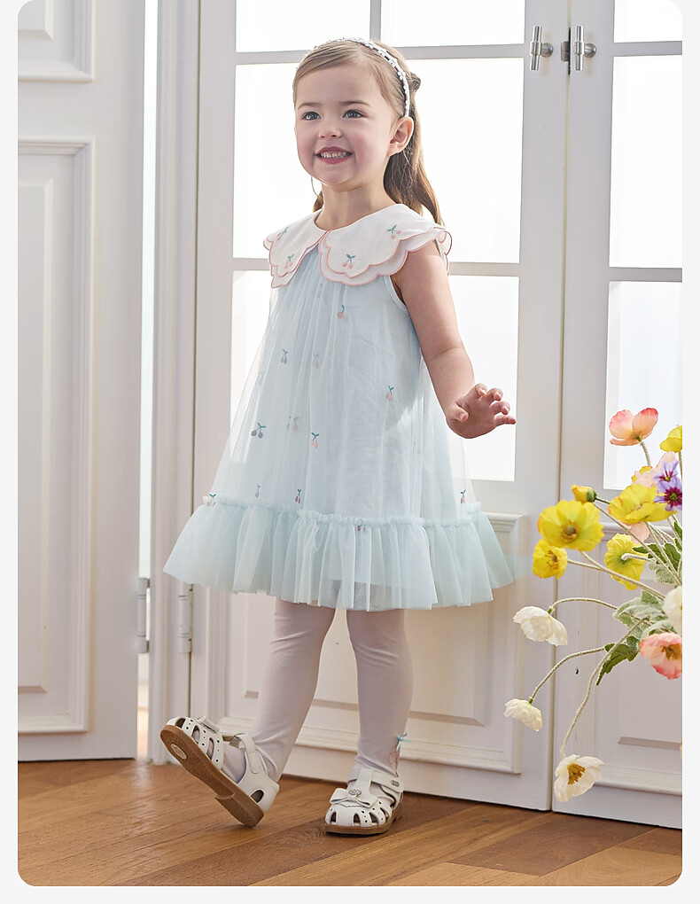 DAVE & BELLA Children's Mesh Dress Girls Stylish Princess Dress Baby Summer Dress 12