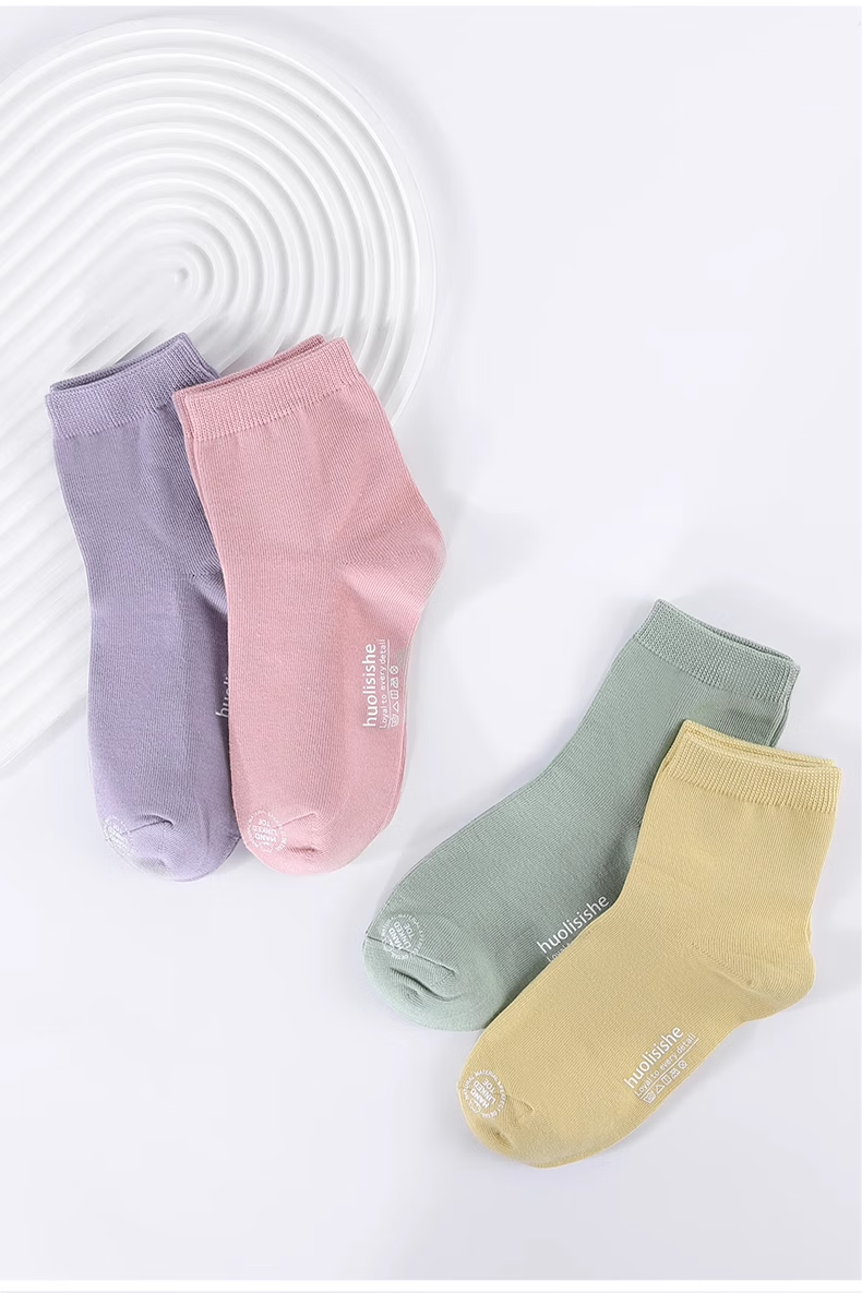 Hzasz Children's Socks Spring And Autumn Pure Cotton Seamless Girls' Kids' Baby Sweat-Absorbing Odor-Resistant Sports Mid-Calf Trendy Socks for Teenagers 10