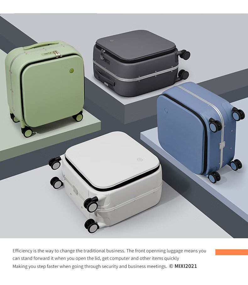 Mixi Front-Opening Aluminum Frame Suitcase, Trolley Case with Password Lock, Large Capacity Luggage for Travel, Carry-On Suitcase for Me 5