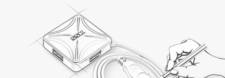 SSK飚王 SHU027烽火 集线器HUB 一拖4口高速扩展 USB2.0 分线器4口 白色