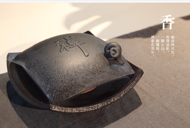 
                                                            万仟堂 天地盖陶瓷香薰炉 日式香插香器佛具 创意香炉 摆件 檀香沉香 禅意盘香香薰炉 四方禅香                