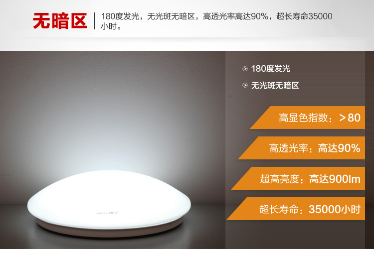 洲明翰源LED吸顶灯现代简约纯白卧室厨卫阳台书房过道灯具进口芯片HXD255 三星芯片直径38cm24W白光
