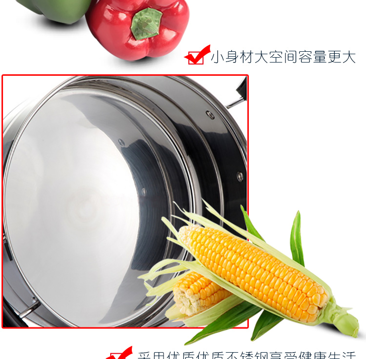 劳特斯（LAOTESI） 立厨单层蒸锅 26CM韩式不锈钢 LTS/119-D2