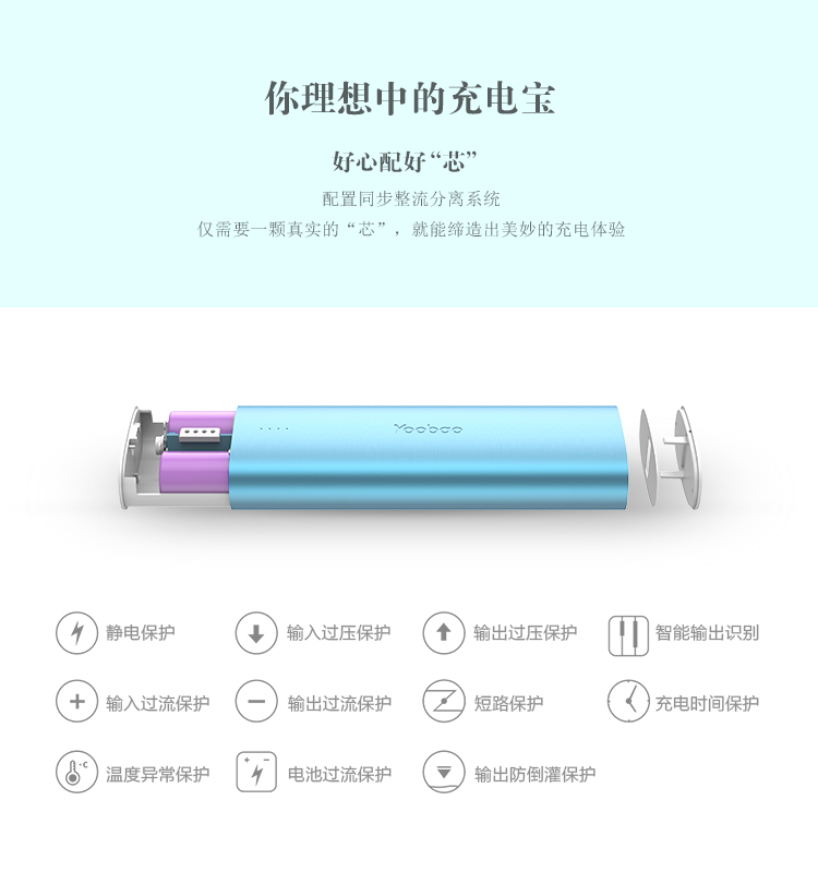 羽博 10400毫安 S4 移动电源/充电宝 蓝色 通用手机平板
