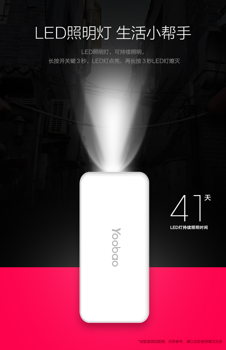 
                                        羽博（ Yoobao）S9大容量充电宝20000毫安移动电源 双输出带LED灯白色 苹果/小米/安卓手机通用                
