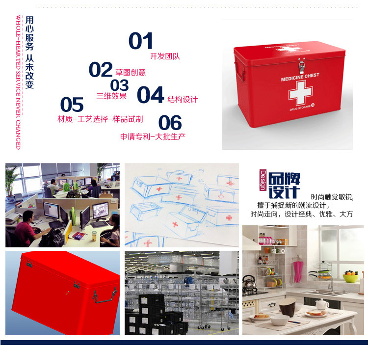 
                                        
                                                            欧润哲 急救箱医药箱 家庭大号双层带带锁出诊医疗收纳盒杂志网红款 白色                