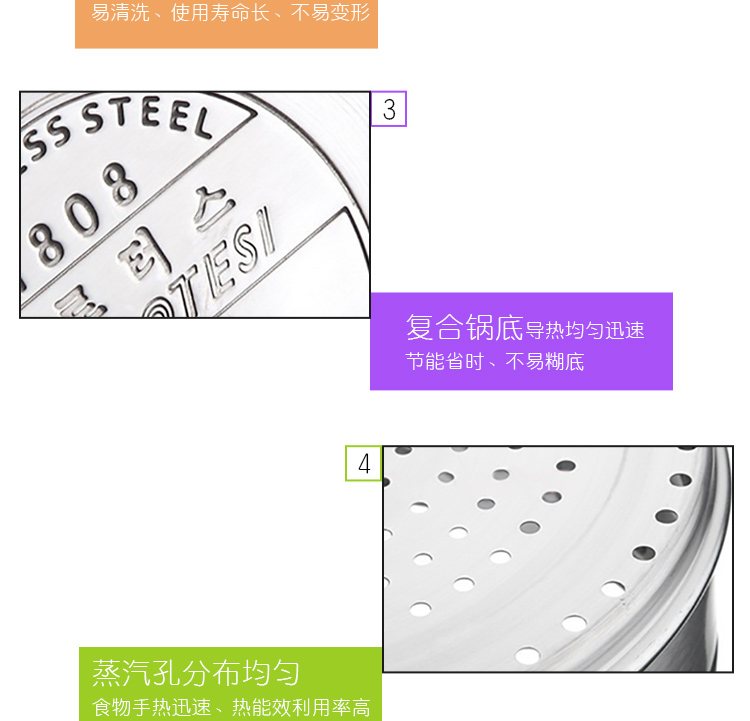 劳特斯（LAOTESI） 立厨单层蒸锅 26CM韩式不锈钢 LTS/119-D2