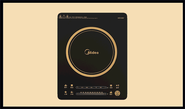 美的（Midea）电磁炉 RH2114 高性能匀火纤薄双滑控触屏（赠品质炒锅+欧式汤锅） 黑色
