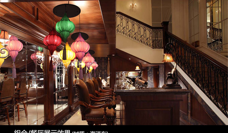 比月 中式吊灯客厅古典卧室餐厅灯具酒店波西米亚布艺大吊灯3279 酒红色