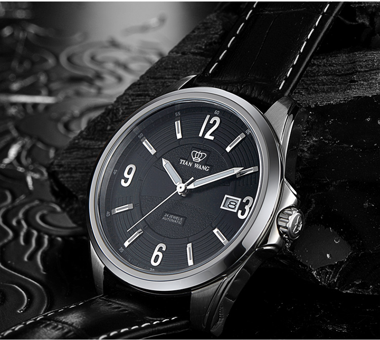 天王表(tianwang)手表 自动机械表皮带男表黑色gs5752s/d-b