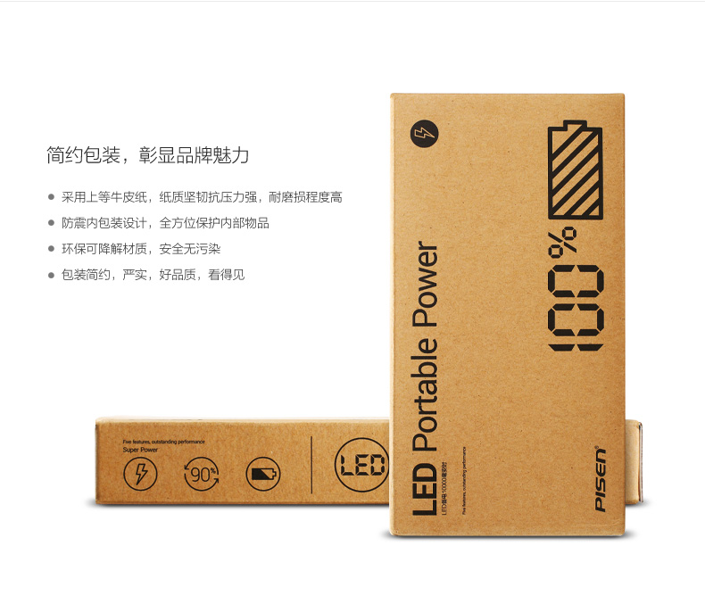 
                                                            品胜（PISEN） 备电系列移动电源/充电宝 10000毫安 2A快速充电 手机平板通用 备电(升级版) 10000毫安 官方标配(不含充电器)                