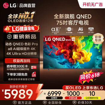 LG电视QNED系列 65/75/85英寸Mini LED电视4K超高清客厅观影游戏显示器 144Hz可变高刷智慧屏 75英寸 75QNED82BCA