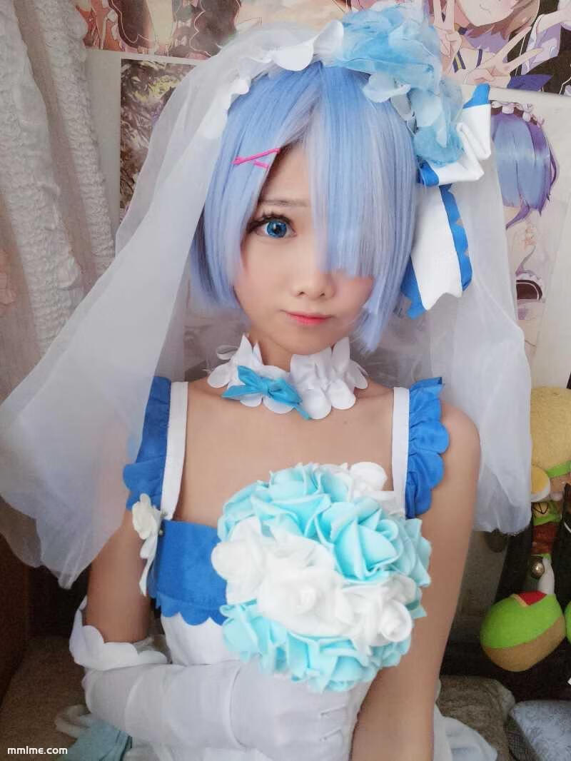 图片[2]-羽天Shine - NO.26 RE从零开始的异世界生活COS可爱蕾姆花嫁 [10P15MB]-美了么