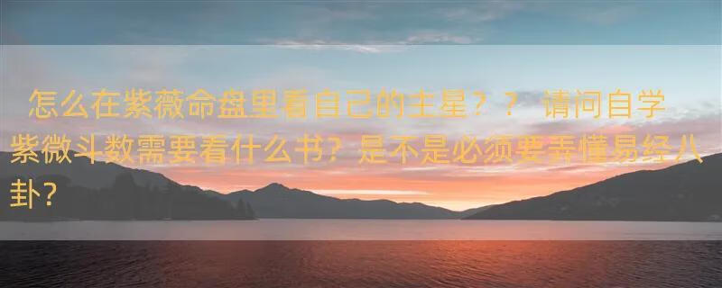 怎么在紫薇命盘里看自己的主星？？ 请问自学紫微斗数需要看什么书？是不是必须要弄懂易经八卦？