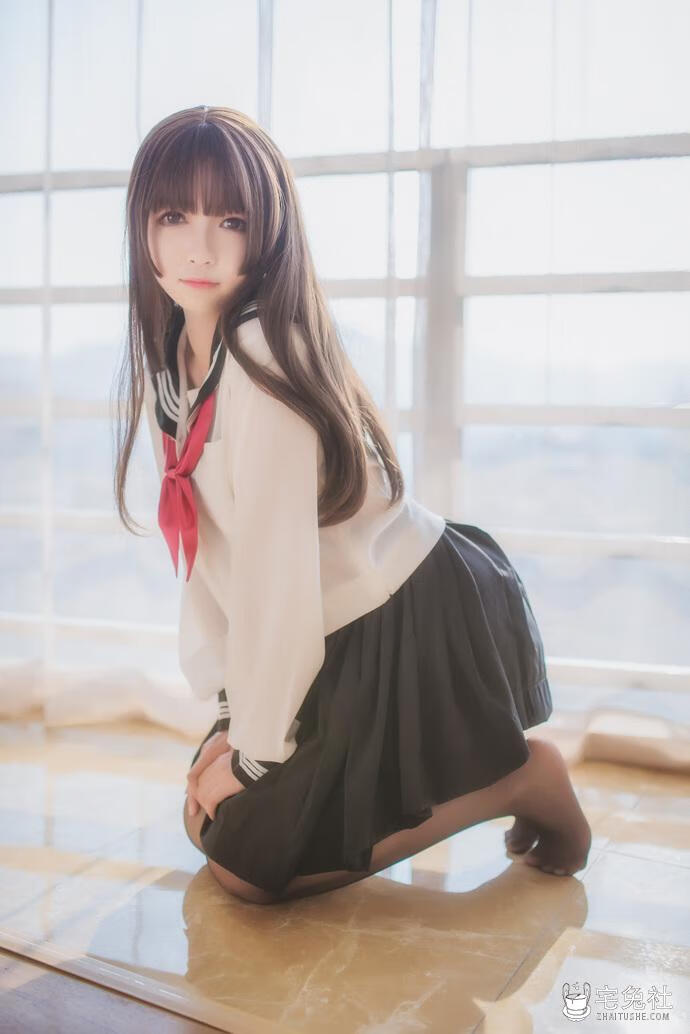 白金saki cosplay作品002 半透明水手服 (2) 宅兔社.jpg 白金Saki全套cos图片合集 B站博主时期的黑历史是什么?