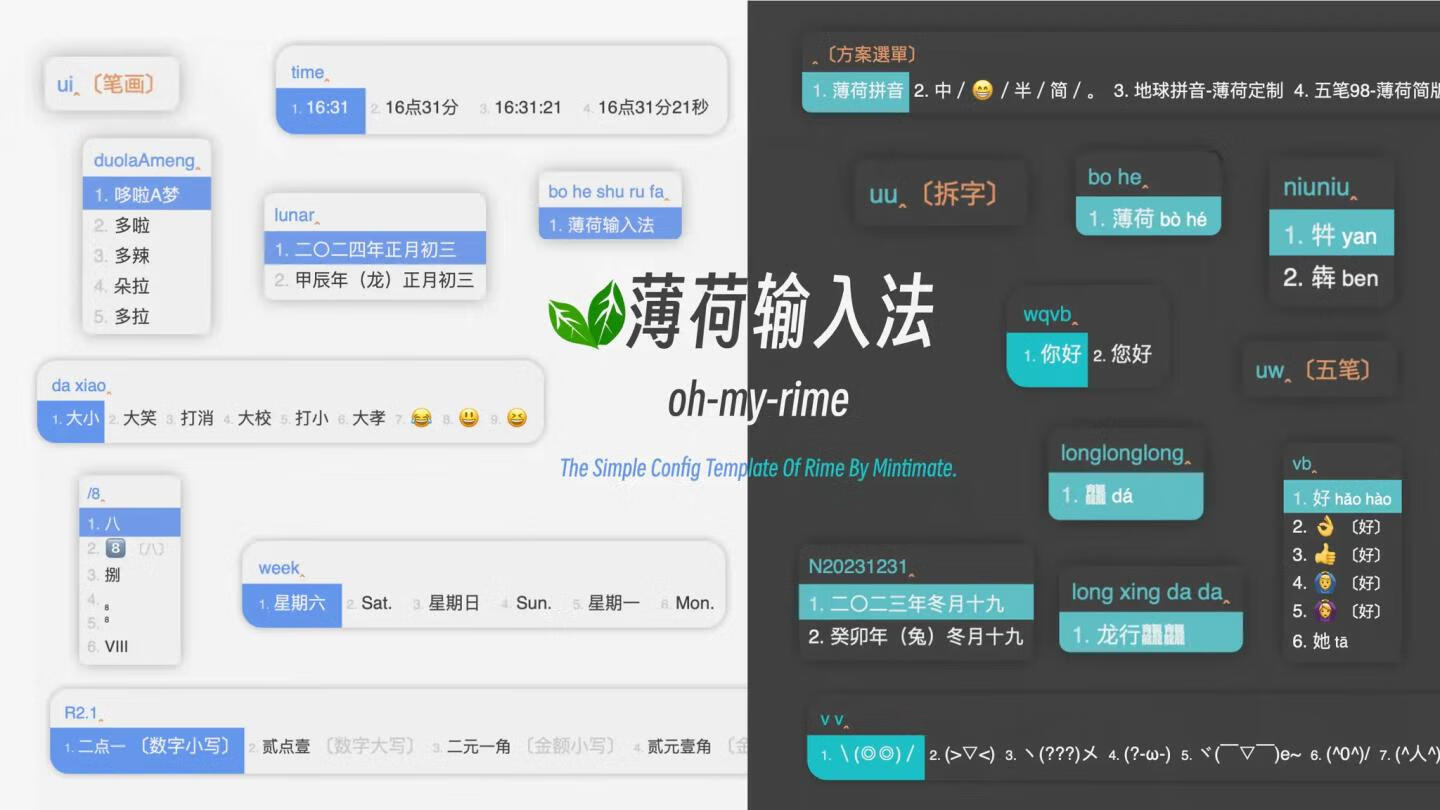 薄荷输入法 for mac 一款基于 Rime 输入法引擎的跨平台输入法配置套件