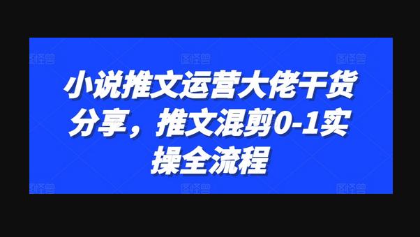 小说推文运营大佬干货分享，推文混剪0-1实操全流程-狗凯之家源码网-网站游戏源码-黑科技工具分享！