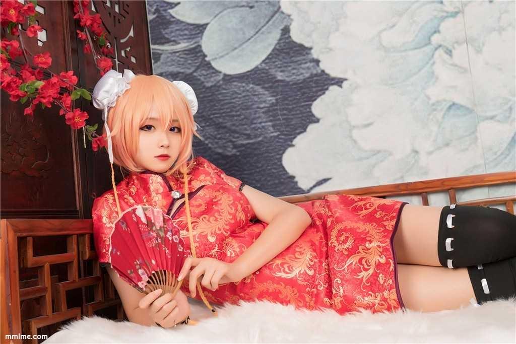 图片[2]-[风之领域] NO.164 红旗袍黑丝COS 写真集[40P]-美了么