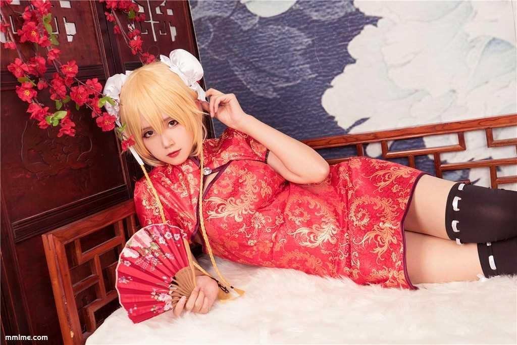 图片[3]-[风之领域] NO.164 红旗袍黑丝COS 写真集[40P]-美了么