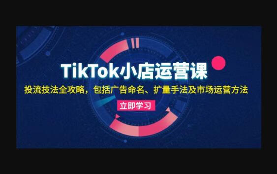 TikTok小店运营课：投流技法全攻略，包括广告命名 扩量手法及市场运营方法-666资源网