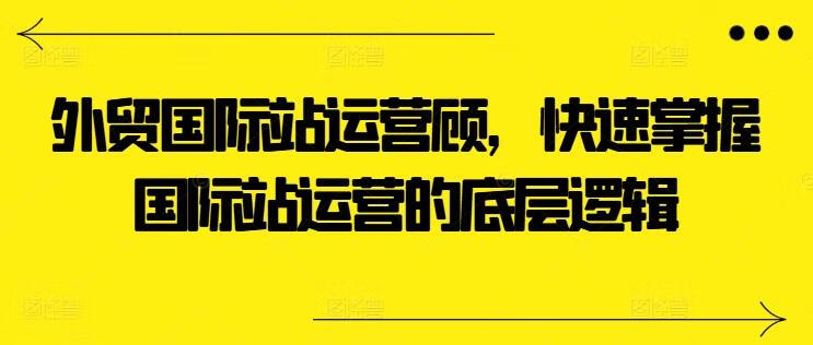 外贸国际站运营顾问，快速掌握国际站运营的底层逻辑