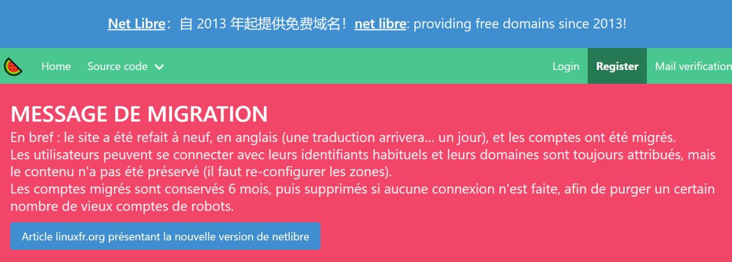 Net Libre免费提供二级域名,支持A/CNAME/MX等解析方式