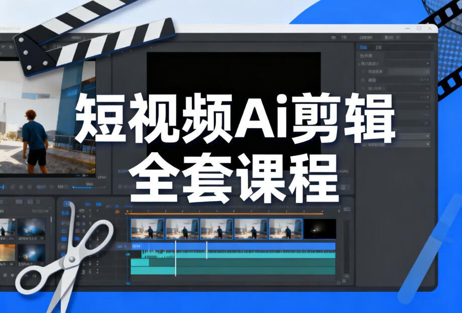 短视频Ai剪辑全套课程，玩转AI+剪辑，AI短视频教学小白变大神-稀缺资源网