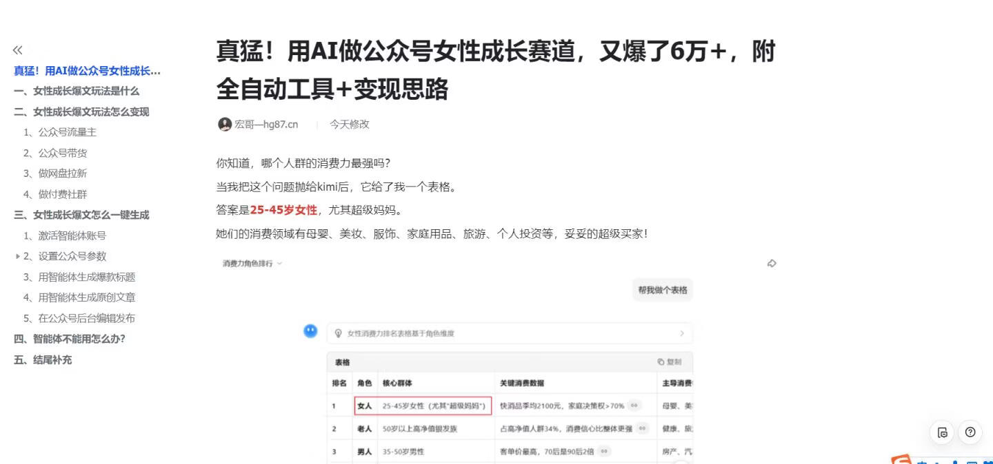 图片[11]-真猛！用AI做公众号女性成长赛道，又爆了6万+，附全自动工具+变现思路 - 87副业网-87副业网