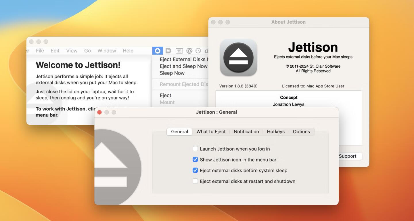 Jettison for Mac v1.8.6直装版 外部磁盘弹出辅助工具